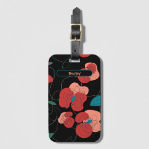 Étiquette À Bagage Fleur sauvage Wonderland motif de fleurs stylisé