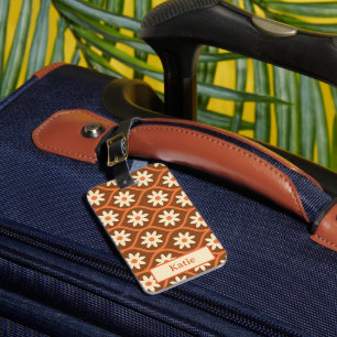 Étiquette À Bagage Fleurs blanches sur étiquette de bagage personnali