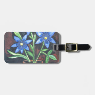 Étiquette À Bagage Fleurs bleues