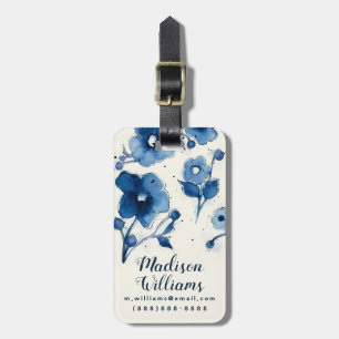 Étiquette À Bagage Fleurs bleues indépendantes