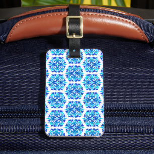 Étiquette À Bagage Fleurs Bleues, Motif De Fleurs, Modèle Floral