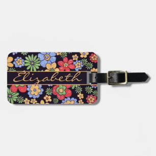 Étiquette À Bagage Fleurs colorées à personnaliser et adresser