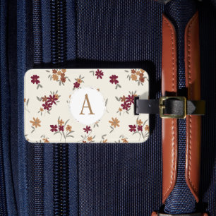 Étiquette À Bagage Fleurs Dainty Gold Maroon