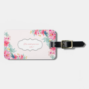 Étiquette À Bagage Fleurs d'aquarelle chic, Message de motivation