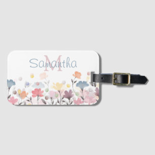 Étiquette À Bagage Fleurs d'aquarelle douces personnalisées