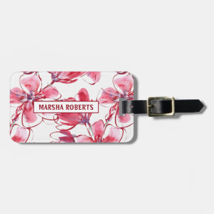 Étiquette À Bagage Fleurs d'aquarelle monogrammes