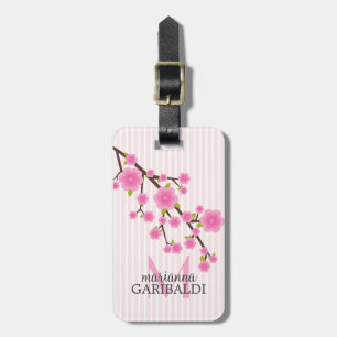 Étiquette À Bagage Fleurs de cerisier roses Girly personnalisées