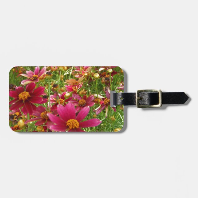 Étiquette À Bagage Fleurs de marguerite rose et jaune brillantes (Devant horizontal)