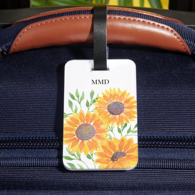 Étiquette À Bagage Fleurs de soleil jaunes personnalisées  (Verso Insitu 4)