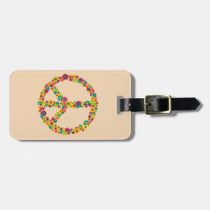 Étiquette À Bagage Fleurs des signes de paix hippie