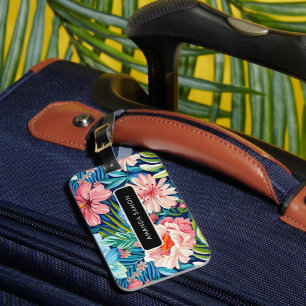 Étiquette À Bagage Fleurs d'été Motif Floral Tropical Joli