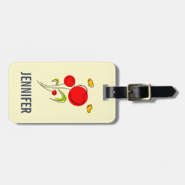 Étiquette À Bagage Fleurs du Coeur Rouge mignonnes et papillons jaune