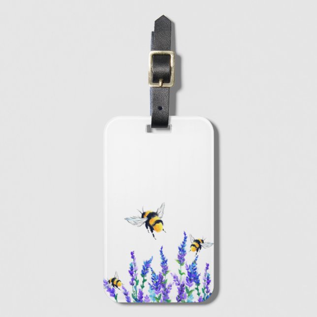 Étiquette À Bagage Fleurs et abeilles Volant Bagage Balise Printemps (Devant Vertical)