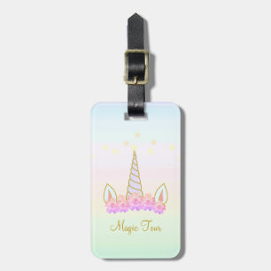 Étiquette À Bagage Fleurs et étoiles Unicorn modernes
