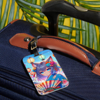 Étiquette À Bagage Fleurs et lanternes : Festival des filles d'Anime