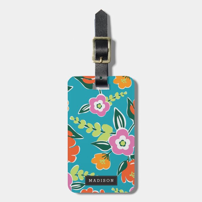 Étiquette À Bagage Fleurs lumineuses personnalisées de | (Devant Vertical)