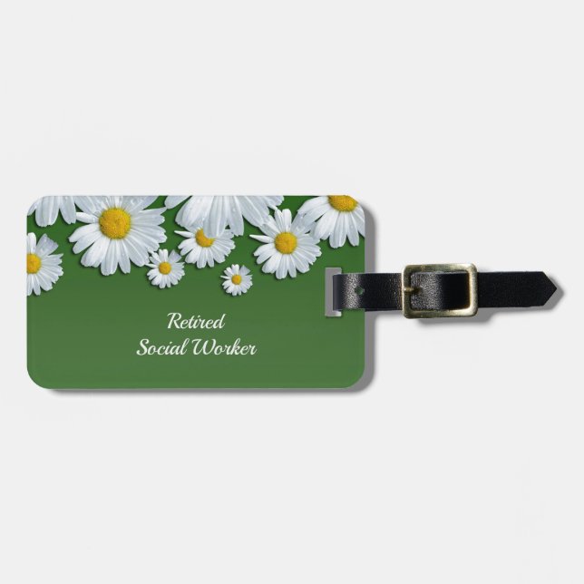 Étiquette À Bagage Fleurs printanières, marguerites blanches et jaune (Devant horizontal)