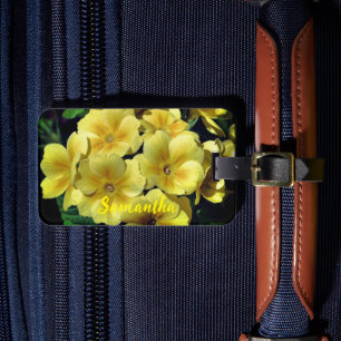 Étiquette À Bagage Fleurs printanières Primrose Jaune Personnalisées