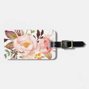 Étiquette À Bagage Fleurs Rustiques aquarelles personnalisées