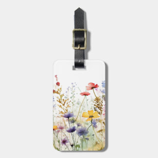 Étiquette À Bagage Fleurs sauvages d'aquarelle vintages