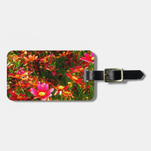 Étiquette À Bagage Fleurs sauvages rose et jaune pâle