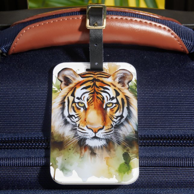 Étiquette À Bagage Fleurs Tiger Pastel Safari Aquarelle Savannah (Insitu Rectoal 2)