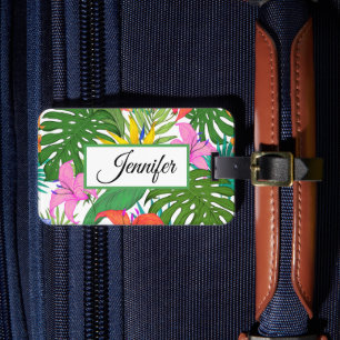 Étiquette À Bagage Fleurs tropicales personnalisées