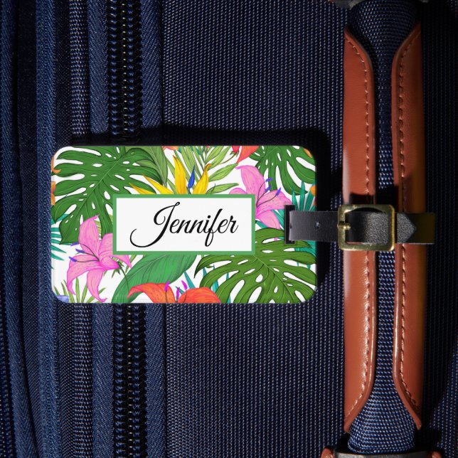 Étiquette À Bagage Fleurs tropicales personnalisées (Insitu Rectoal 4)