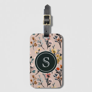 Étiquette À Bagage Fleurs vintages : Rose poussiéreux Boho aquarelle 
