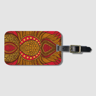 Étiquette À Bagage Floral Ankara Rouge & Or Africain