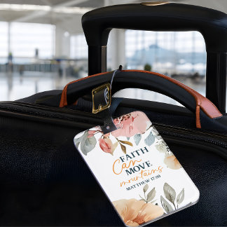 Étiquette À Bagage Floral Faith Can Move Mountains