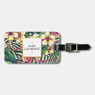 Étiquette À Bagage Floral lumineux de Plumeria audacieux hawaïen