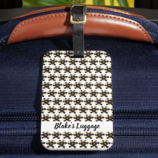 Étiquette À Bagage Floral noir luxueux