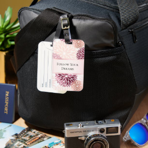 Étiquette À Bagage Flore rose Chic élégant