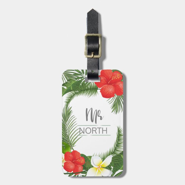 Étiquette À Bagage Flore tropicale M. Groom ID475 (Devant Vertical)