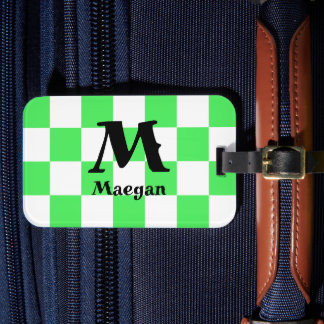 Étiquette À Bagage Fond à motif à carreaux verts