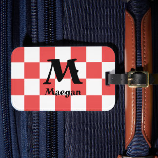 Étiquette À Bagage Fond à motif carreaux rouges