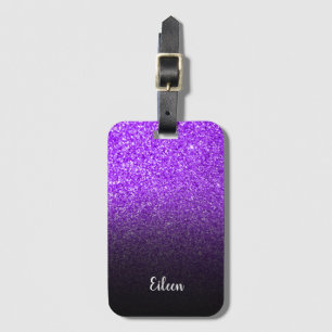 Étiquette À Bagage Fond dégradé noir pailleté violet girly personnali