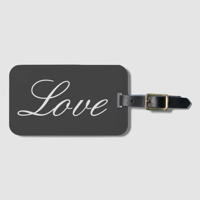 Étiquette À Bagage Fond gris élégant Mariage Amour (Devant Horizontal)