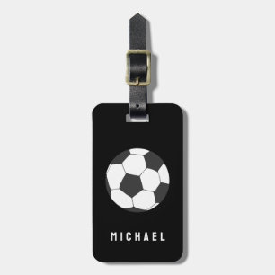 Étiquette À Bagage Football de balle de soccer tendance Noir personna