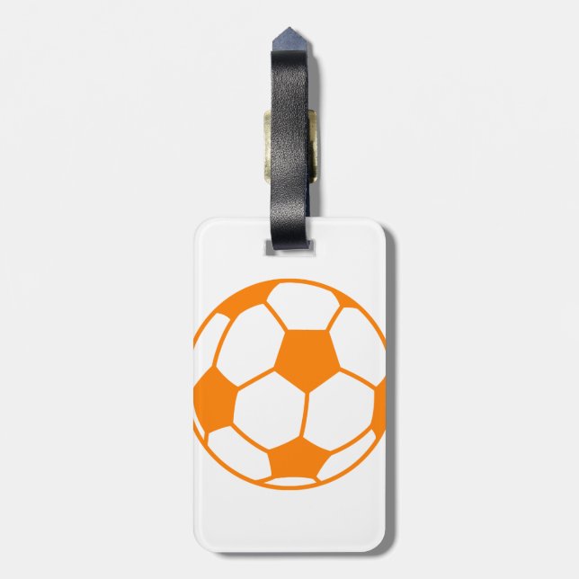 Étiquette À Bagage Football orange et blanc (Dos Vertical)