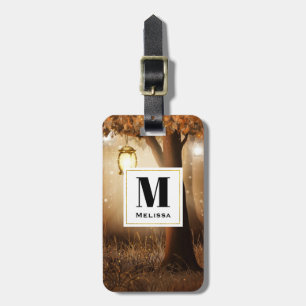 Étiquette À Bagage Forêt magique avec lumières des fées Monogramme