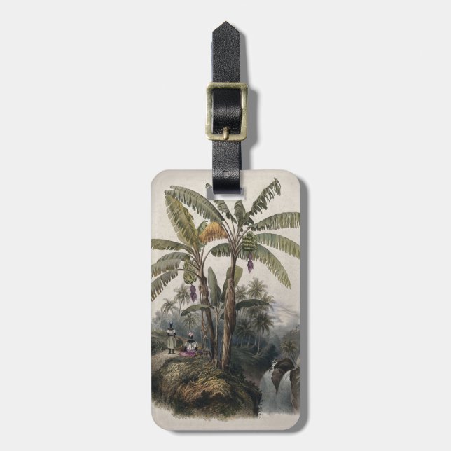 Étiquette À Bagage Forêt tropicale antique de bananiers | Bota vintag (Devant Vertical)