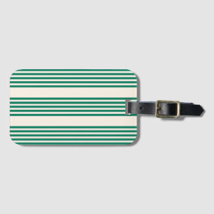 Étiquette À Bagage Forêt vert et beige cinq bandes motif