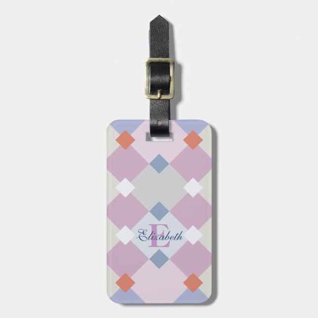 Étiquette À Bagage Forme de diamant géométrique adorable personnalisé (Devant Vertical)