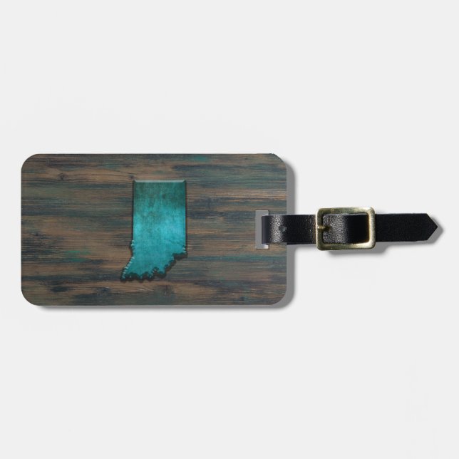 Étiquette À Bagage Forme d'état Indiana Turquoise (Devant horizontal)