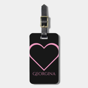 Étiquette À Bagage Forme rose de coeur + Nom personnalisé