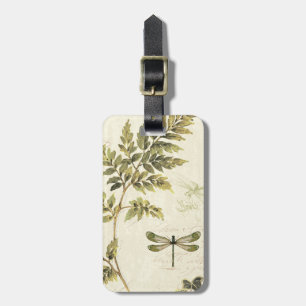 Étiquette À Bagage Fougères décoratives et une libellule