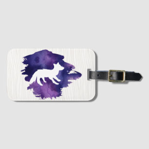 Étiquette À Bagage Fox de couleur pour aquarelle de région boisée