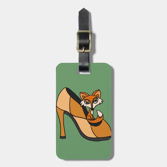Étiquette À Bagage Fox rouge dans l'art de chaussure de talon haut (Devant Vertical)